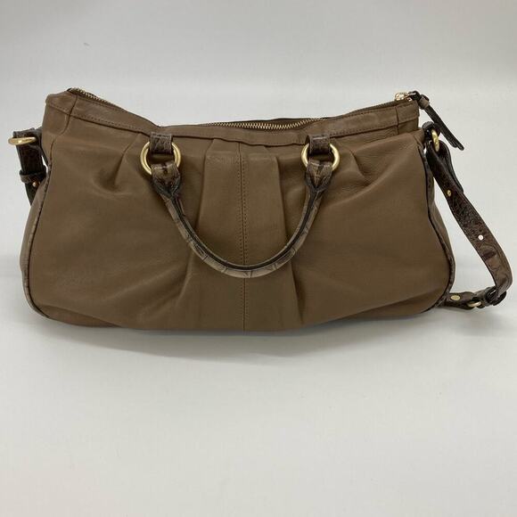 Brahmin, brown leather womens shoulder bag with snake print - Picture 2 of 10